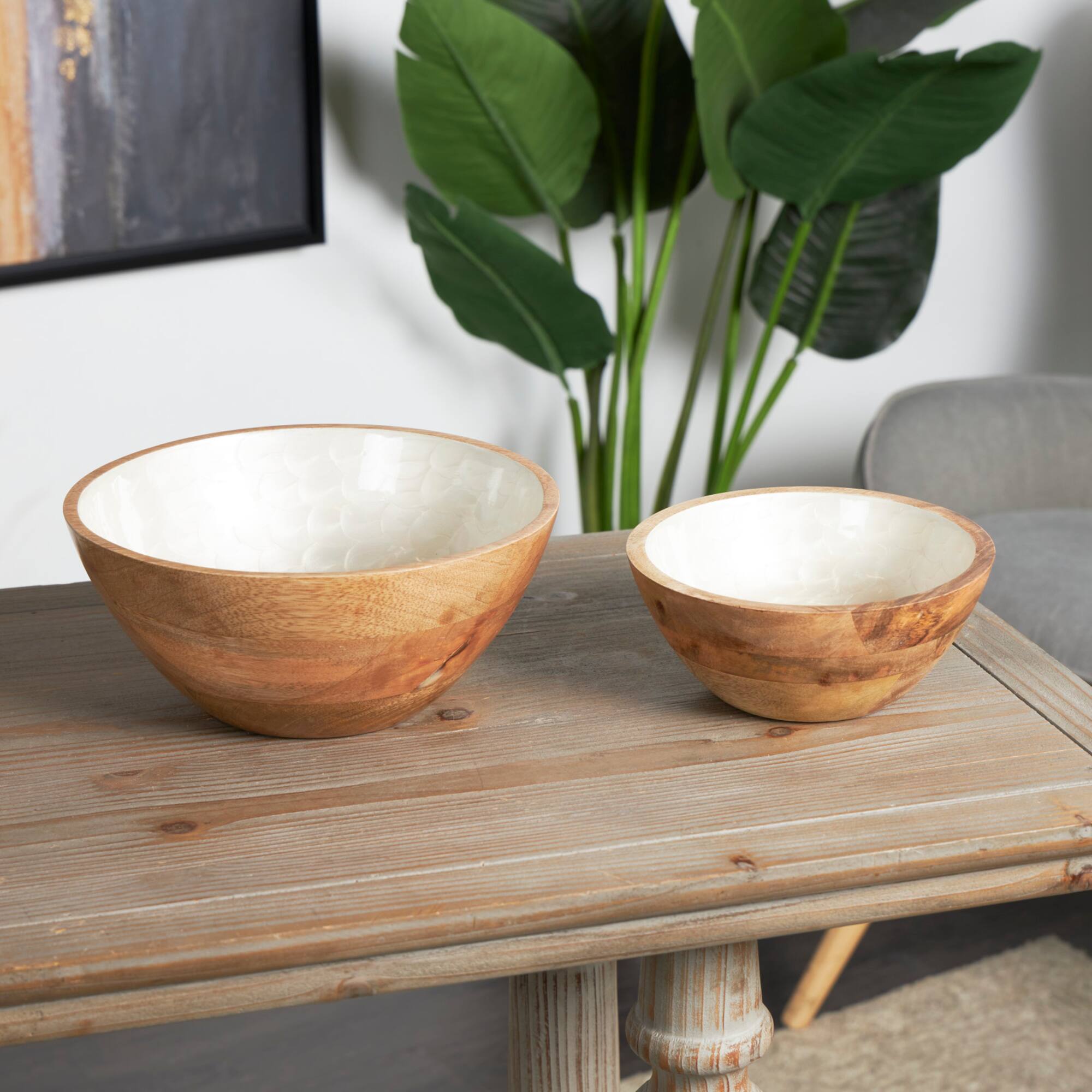 Mango Wood Handmade Nesting Decorative Bowl Set